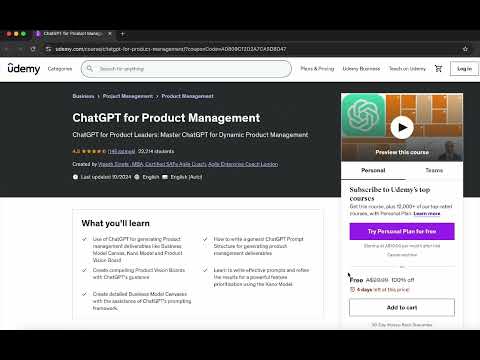 ChatGPT for Product Management - Free Udemy Course - Will go quick
