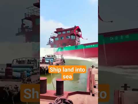 Big ship landed into sea water#shipyard #marine #ship