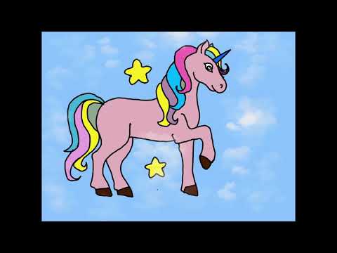 Unicorn coloring for kids, drawing and painting for Toddlers