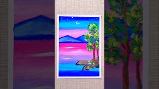 😍 moonlight  landscape drawing with oil pastels ✨️🌙| oil pastel drawing 😍 |#art #drawing #oilpastel