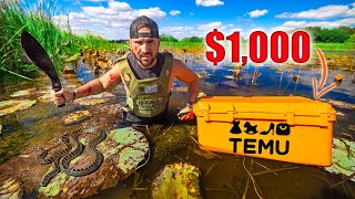 $1,000 TEMU Survival Challenge in the FLOODED Forest!! (24hrs Gone Wrong)