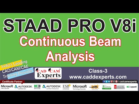 (Class-3) Continuous Beam Analysis STAAD Pro V8i Tutorials | CAD CAM EXPERTS #Analysis #Staadpro