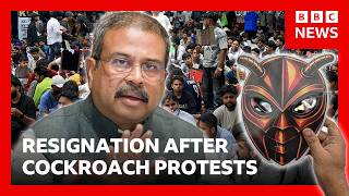 India's Education Minister Dharmendra Pradhan resigns after weeks of 'cockroach' protests | BBC News