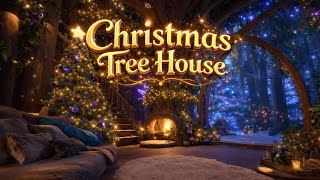 🎄Magical Christmas Tree House • Fireplace & Snow • Disney Music