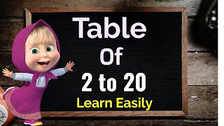 Learn Multiplication Table of 2 to 20, Table 2 to 20, 2 se 20 ka pahada, Table learning, Maths table