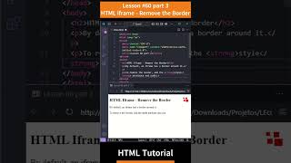 HTML Tutorial - Lesson 60: HTML iframe - Remove the Border Part 3 #shorts  #html #css #js