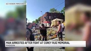 A man is facing battery charges after fighting with protestors at the Corey Ruiz Memorial