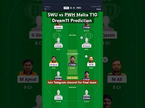 SWU vs PWH Malta T10 Match Prediction| PWH vs SWU Malta T10 Dream11 Prediction| Malta T10| Dream11