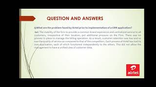 CRM TOOLS AID AIRTEL IN THE EFFICIENT HANDLING OF CUSTOMER SUPPORT PROCESSES