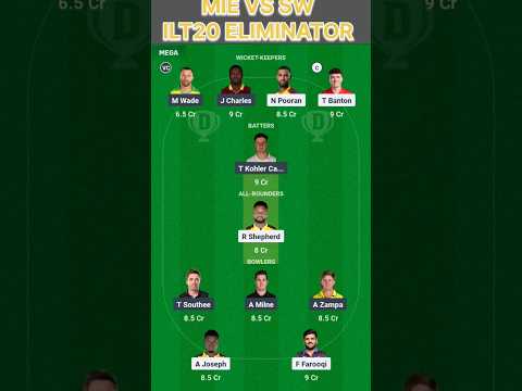 MIE VS SWR Dream11 Prediction Eliminator Match | MIE VS SWR ILT20 | #ilt20 #dream11 #shorts #ytviral