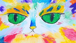 Acrilic Painting  🎨 LAZY CAT 🎨| How to Draw | Magic Paintings | Relaxing Music