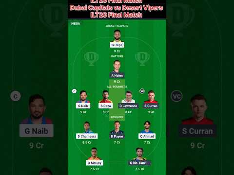 #ILT20 |Dubai Capitals vs Desert Vipers |FinalMatch Prediction |ILT20 2025 | #dream11 #dcvsdv #short