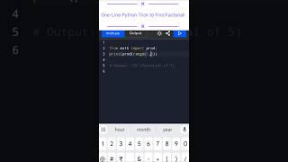 Find Factorial in Python ✨ Just ONE Line! 🔥 #Shorts
