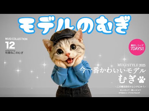 【社畜ねこのむぎ】パシャリ!!ファッションモデルになったむぎの一日に密着🐱👔