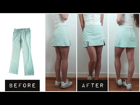 DIY - How to turn TIGHT JEANS into a LACE UP MINI SKIRT