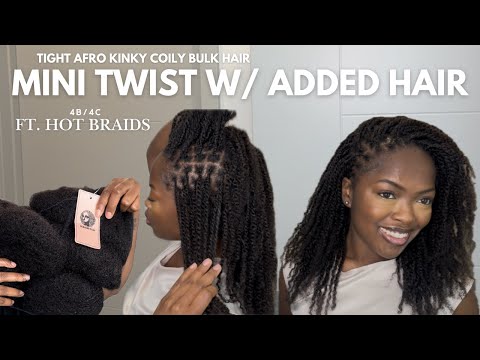 Mini Twists with Extensions | Hot Braids 4b4c Tight Afro Kinky Coily Hair on 4C Hair