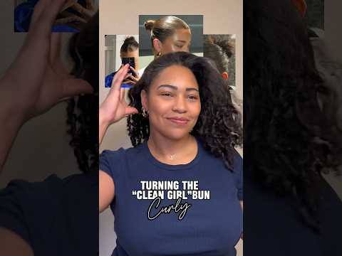 “Clean Girl” Bun on Curly Hair #cleangirlaesthetic #slickback #bunhairstyle #curlyhairstyles