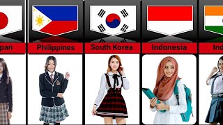 School Girls Uniform from Different Countries|Data Comparison| Popchart