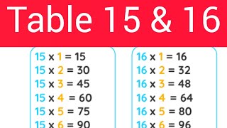 Learn table 15 to 16 |table learn 15 to 16 |table 15 to 16 |15 and 16 table |