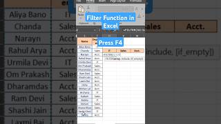 Filter Function In Excel #exceltips #exceltricks #excelhacks #excelhack #filter
