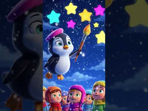 Penguin Paints the Night Sky with Stars! 🌌🐧✨ #Shorts