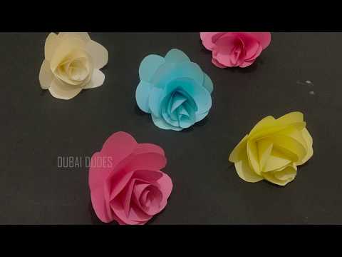 How to make Beautiful Paper Rose in Tamil - பேப்பர் ரோஸ் | Dubai Dudes
