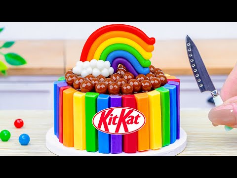 Mini Rainbow Cake Recipe With Chocolate KitKat | Stunning Rainbow Cake Decoration Ideas
