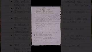 class 10th math chapter1 (Real Numbers) #cozycore #veryshortnotes #onepagerevision #boardexam #math