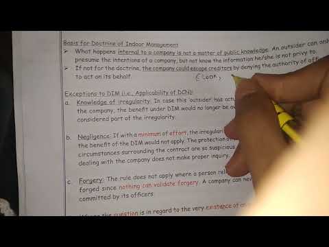doctrine of indoor management and its exceptions ( applicabiity of doctrine of constructive notice )