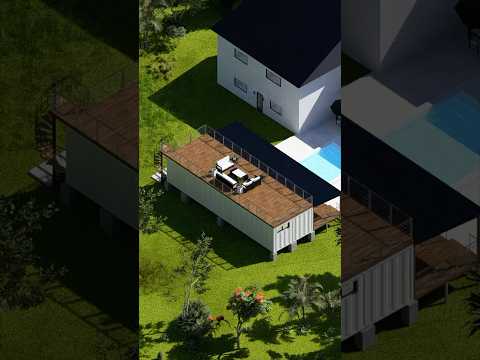 Shipping Container Home Pool House 🏠 🏝️ #containerarchitecture  #backyard #poolparty