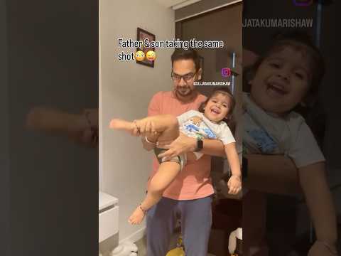 Father & son taking the same shot😜 #fatherson #fathersoncomedy #fathersonshorts #shorts #shortsfeed