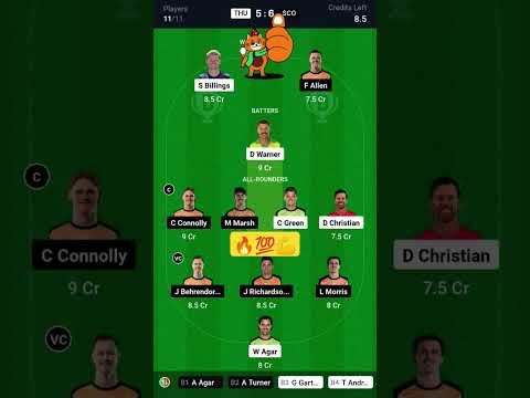 THU vs SCO Dream11 Prediction Sydney Thunder vs Perth Scorchers Dream11 Team Prediction BBL#bbldraft