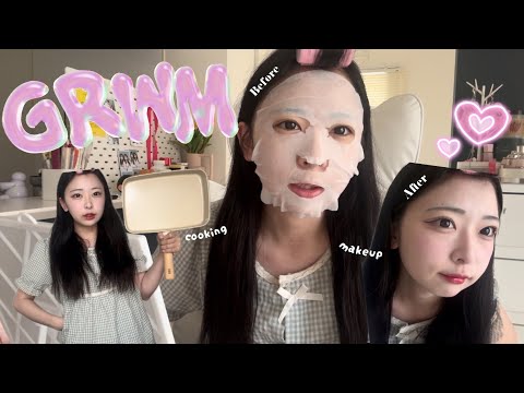 ｜GRWM｜遊びに行く日の朝☀️🌱絶対に崩したくない最強ベースメイク🪞🪄︎︎今日も一日ガンバロウ✊🏻🎀