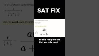 SAT Fix: Invert–Sum–Invert (Rational Expression Hack) #shorts