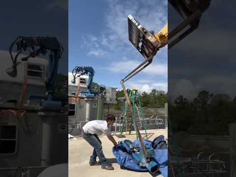 Little work before some playtime. Removing partial crane off Exploration vessel #marine #boat #crane