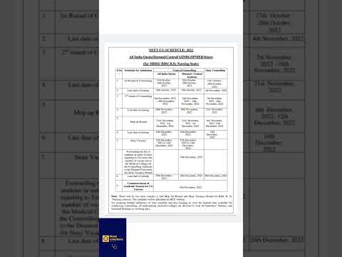 mcc counseling schedule neet 2022#neet2022 #shorts #counselling