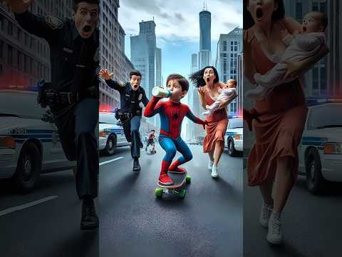 Spider-Man Escape from the police chase and young mother #avengers #sirenheadhulk #spiderman