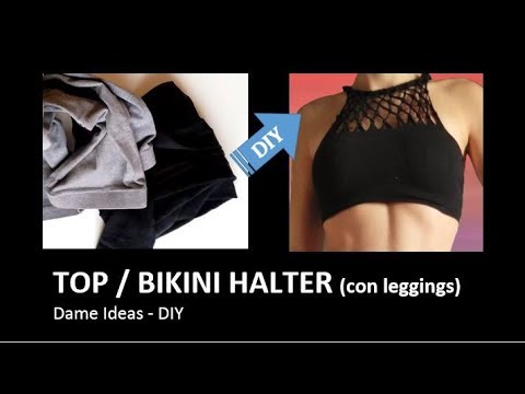 DIY - How to make a Bikini by recycling some leggings. Tutorial.