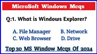 MS Windows Mcqs | MicroSoft Windows class | computer MS Windows Questions with Answers
