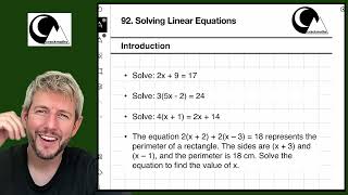 Solving Linear Equations: Tutorial for Foundation GCSE Maths - Explained with Care