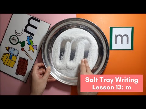 Salt Tray Writing | Lesson 13: Phonic m |  Montessori Homeschool Curriculum by Junior Scholars