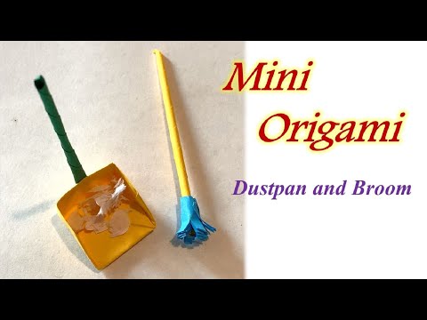 How to make a Mini Paper Dustpan and Broom| DIY Paper Broom and Dustpan| Origami cleaning tools