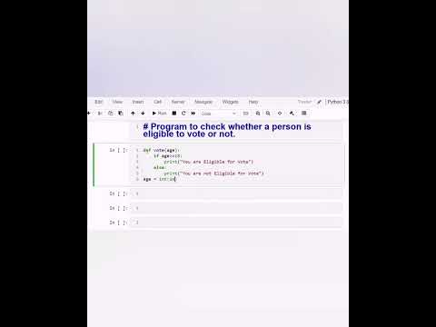 python program to check eligibility for voting|CodingBrain #python #programming #code #shorts #viral