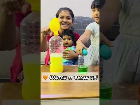 Watch These Balloons Blow Up with Baking Soda Magic! 🌈🎈 #WithLeah #ScienceExperiment
