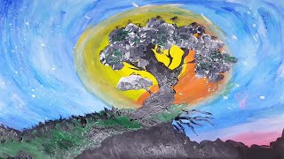 Acrilic Painting  🎨 OLD OAK 🎨| How to Draw | Magic Paintings