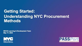 Understanding NYC Procurement Methods