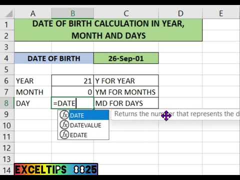 How to find date of birth in Ms excel #exceltips #exceltipsinhindi #exceltricks #msexceltutorial