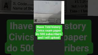 7std first unit test history Civics exam paper question paper 5 August 2025 5/8/2025