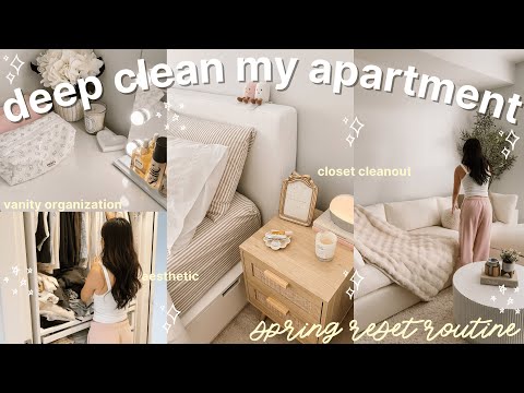 SPRING CLEANING 🌸 closet clear out, vanity setup, deep cleaning