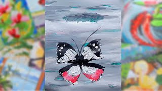 Acrilic Painting  🎨 PINK BUTTERFLY 🎨| How to Draw | Magic Paintings